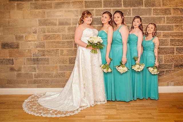 Abi and her Girls wearing Sian designed by Patricia Barclay