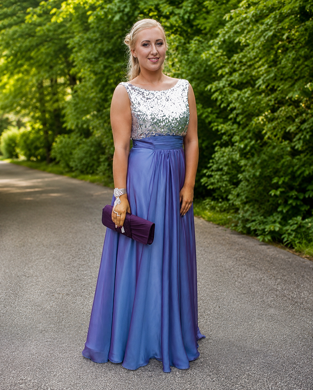 Gemma wearing a Custom Made to Measure Lily Barclay Prom Dress called Francine Designed by Patricia Barclay