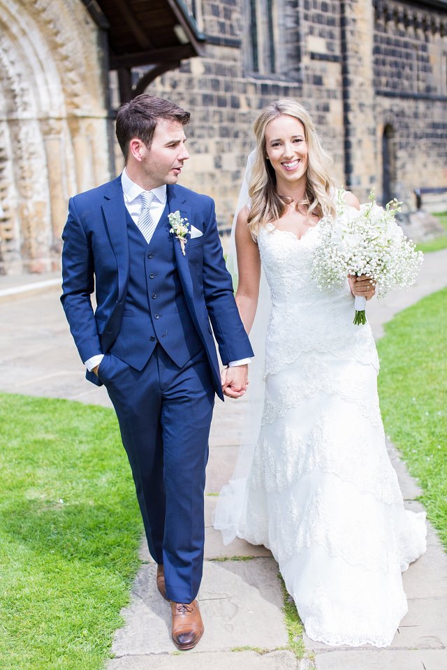 Laura wearing her Bespoke Lily Barclay Wedding Dress with Tim
