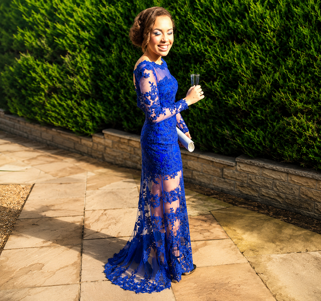 Nicole Wearing a Bespoke Lily Barclay Prom Dress designed by Patricia Barclay