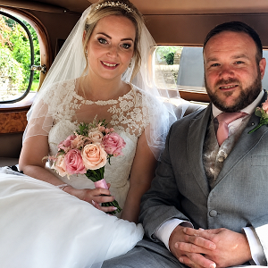 Sara and Alex on their wedding day