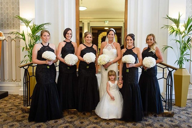 Cassie, Hayley, Katie, Kirsty and Sarah all wearing a Bespoke Bridesmaid Dress called Victoria designed by Patricia Barclay under my Ella Rae Label