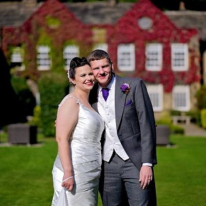 Joanne and David in the Sunshine wearing her Custom Made to Measure Wedding Dress designed by Amelia Gray